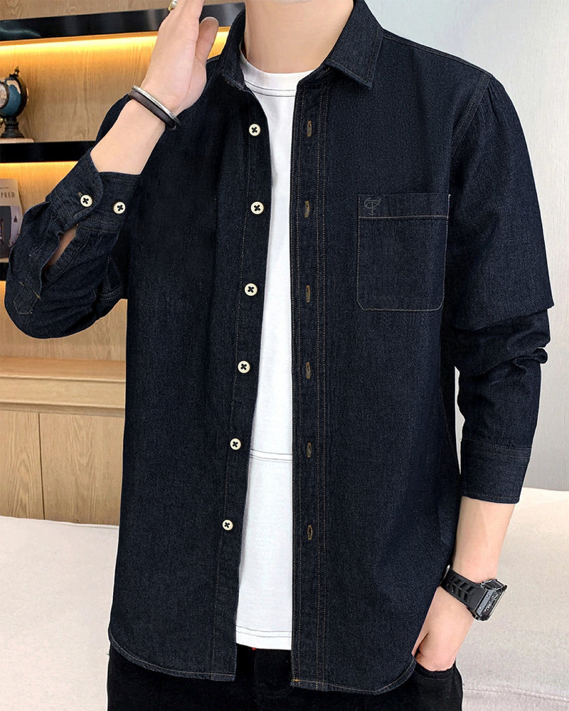OHIL Mens Long Sleeve Shirt Cotton Denim Jeans Shirt Men Autumn Breathable  Long Sleeve Casual Shirts Mens Classic (Size : XXL) : Buy Online at Best  Price in KSA - Souq is